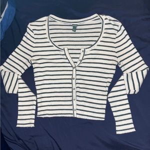 long sleeve sweater - from target, L, dark green and white striped
